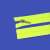 70 cm neon yellow zipper with decorative slider on blue background