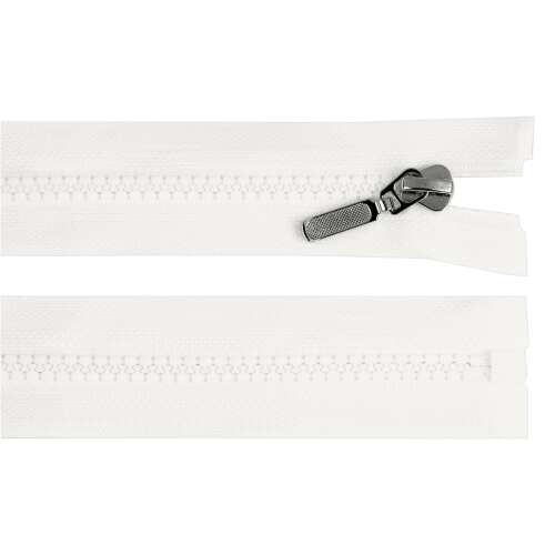 White zipper with metal slider, 60 cm long