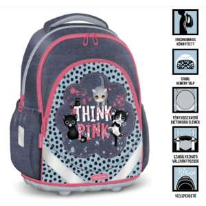 Školský batoh Ars Una Think-Pink s roztomilým dizajnom mačiek, ergonomický, vodotesný, reflexné prvky, nastaviteľné ramenné popruhy - Ars Una