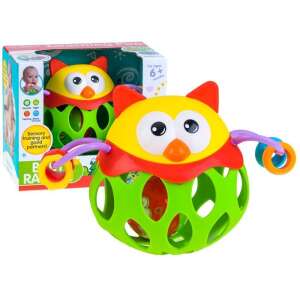 Baby rattle owl, sensory toy for babies, colorful and fun, with a ball inside that rattles - Rattle