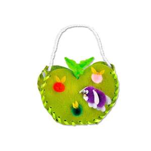 DIY Creative kézműves divat zöld alma formájú táska készlet gyerekeknek, tanulj és játssz, zöld filc, varrókészlet, kézműves készlet, gyerekek kézműves, gyerekek varrása, táska készítő készlet, alma táska, zöld alma táska, gyerekek táska, gyerekek táska, DIY táska, DIY táska, kézzel készített táska, kézzel készített táska - Kreatív játék