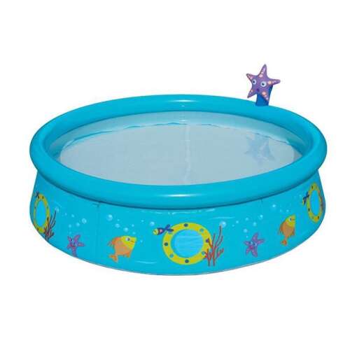 Inflatable pool for kids with a starfish shower, perfect for summer fun in the garden
