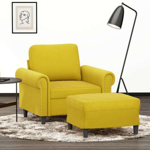 vidaXL sárga bársony kanapéfotel lábtartóval 60 cm