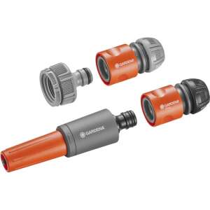Set de pornire Gardena Basic, include conector pentru furtun, conector pentru robinet, oprire de apă și duză - Capete de stropire