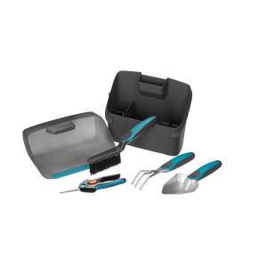Gardena CityGardening hand tool set in a box, including a trowel, cultivator, hand broom, and harvesting shears - Planting Tool