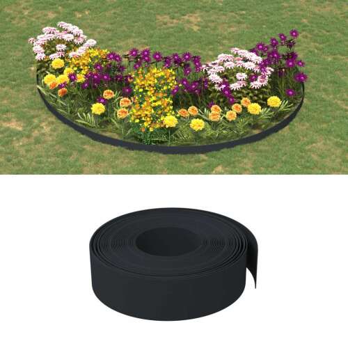 5 db fekete polietilén kerti szegély 10 m x 15 cm