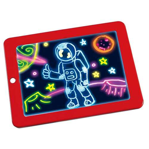 Light-up drawing pad with astronaut drawing on a black background