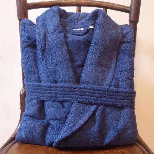 Kék frottír köntös sálgallérral