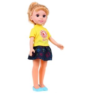 Jelena blonde doll in yellow shirt and skirt - Ramiz