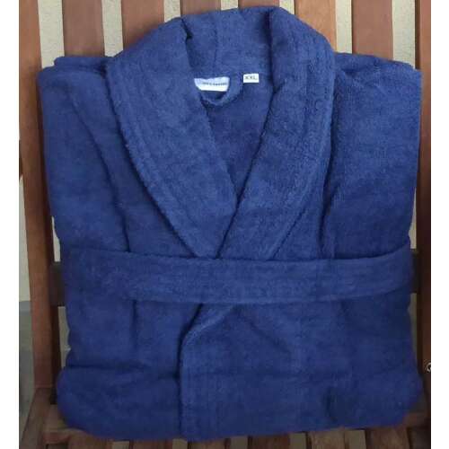 Pamut Frottír Köntös - Sálgalléros - Kék - XXL (5XL)