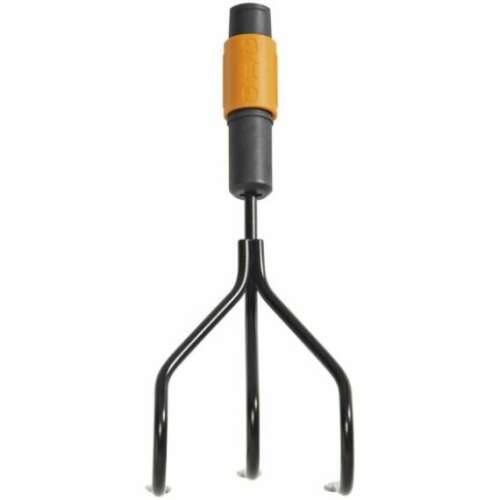 Fiskars QuikFit soil aerator head, black with orange handle, for loosening and aerating soil