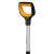 Fiskars Xact L size rounded shovel, close-up of the handle