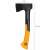 Fiskars X14 camping axe with XS blade, black and orange handle, dimensions