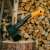 Fiskars X14 camping axe with XS blade in use, chopping wood