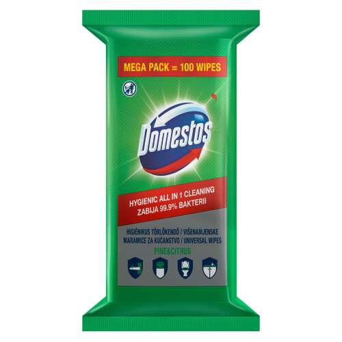 Domestos Pine & Citrus Hygienic All-in-1 Cleaning Wipes, 100 count, kills 99.9% of bacteria