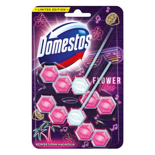 Domestos Power5 WC-frissítő Blokk Flower Vibes Pink Magnolia (2x55g)