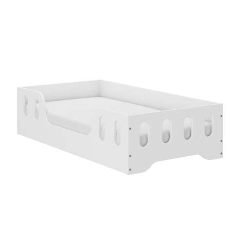 LAKI 140x70cm fehér gyerekágy matraccal, Montessori ágy, alacsony ágy, gyerekágy keret