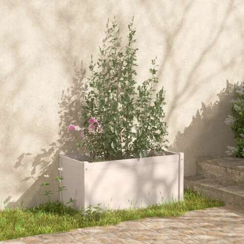 Fehér tömör fenyőfa kerti virágtartó 100 x 50 x 50 cm