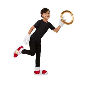 Sonic the Hedgehog costume accessory set for kids, includes gloves, shoes, and a golden ring - Sonic