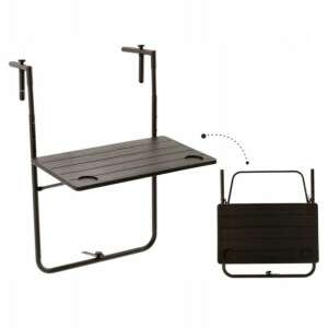 Folding balcony table, brown, space-saving, adjustable height, easy to assemble, perfect for small balconies - GardenLine