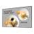 Samsung QM32C 32 inch Smart Signage display showing a menu with pancakes and ice cream & banana toast