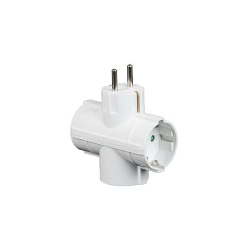 Adaptor alb 3 căi cu 3 prize, 16A / 3500W sarcină maximă