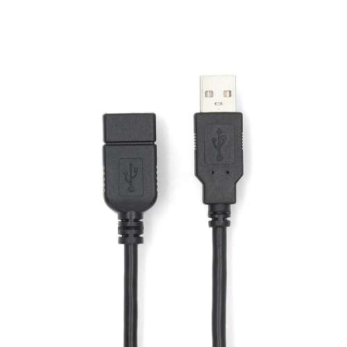 USB-Kabel | USB 2.0 | USB-A-Stecker | USB-A-Buchse | 480 Mbps | Vernickelt | 3,00 m | Rund | PVC | Schwarz | Etikett