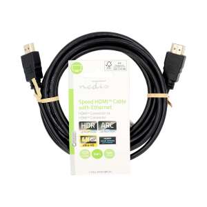 Premium Nagysebességű HDMI ™ kábel Ethernet | HDMI™ Csatlakozó | HDMI™ Csatlakozó | 4K@60Hz | 18 Gbps | 3.00 m | Kerek | PVC | Fekete | Label 94386971 