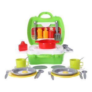 Pilsan Set de Bucătărie Verde Valiză - Deschisă cu accesorii - Moni