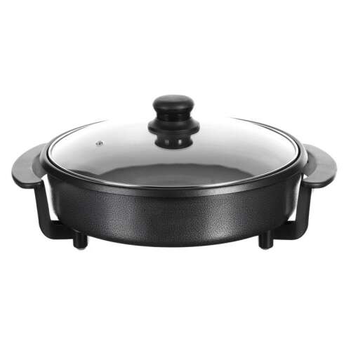 Clatronic PP 3401 electric party pan with lid, non-stick surface, 32cm diameter, black