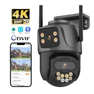 8MP 4K HD PTZ WiFi Sicherheitskamera mit zwei Objektiven, Nachtsicht, Zwei-Wege-Audio, Bewegungserkennung, iCSee App, ONVIF kompatibel - Innenarchitektur