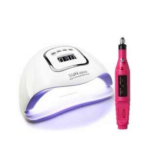 Sun X5 Max UV LED Nagellampe mit Mini-Elektro-Nagelfeile, weiß und burgunderrot - Nageldesign