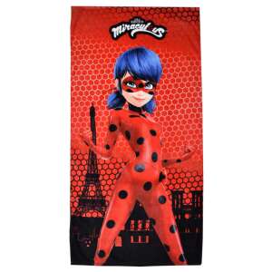 Miraculous Ladybug Paris beach towel, 70x140cm, red with Ladybug and Eiffel Tower design - Towel