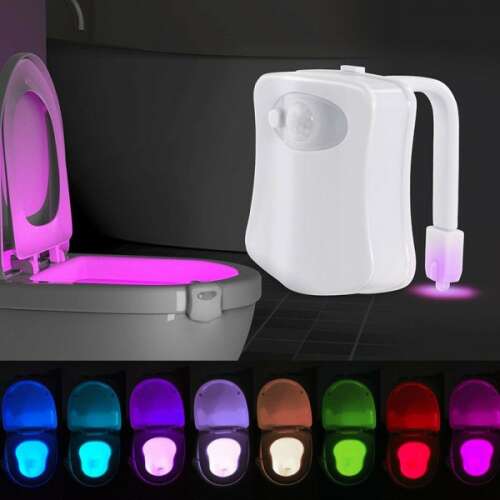 LED-es világítás a WC-hez, 8 szín, mozgásérzékelős