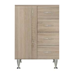 Bianca Plus 60 fürdőszoba szekrény egy ajtóval és négy fiókkal, sonoma tölgy színben, balos - Komód