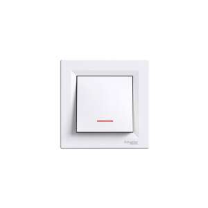 ASFORA fehér egypólusú kapcsoló jelzőfényes, rugós bekötéssel, EPH1400121 - Asfora