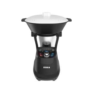 TESLA ThermoCook TMX3000 multifunction food processor, black and white, front view - Electric Cookware