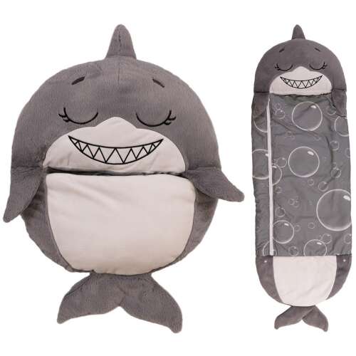 Happy Nappers 2v1 sieťovaná taška a vankúš - Shark #grey-white