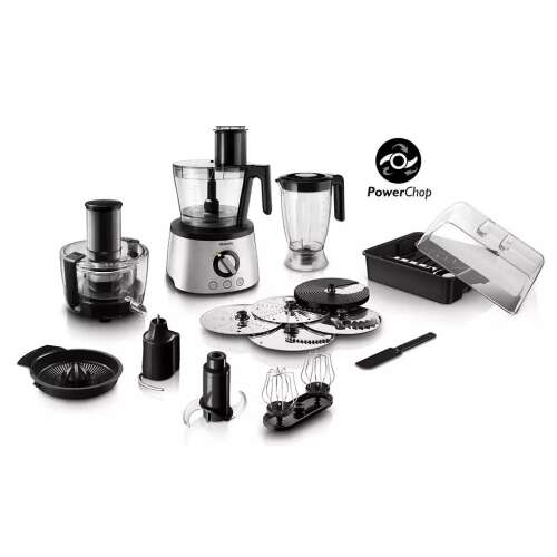 Robot de bucătărie Philips Avance Collection HR7778/00 cu toate accesoriile, inclusiv blender, storcător de citrice, răzătoare, feliator și cârlig de frământat