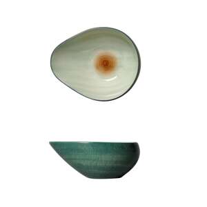 Avokádó alakú kerámia tál, zöld és fehér színben, müzlihez, salátához vagy snackhez - SELOWEI