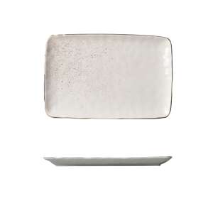 Selowei téglalap alakú tál arany szegéllyel, fehér kerámia, 30.1 cm x 20.3 cm - SELOWEI