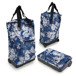Praktikus Összecsukható Gurulós Táska - 36L - Kék Virágos