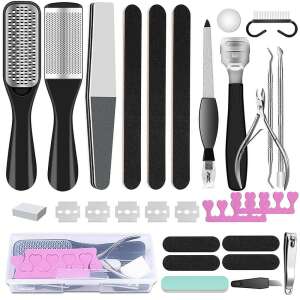 Manicure and pedicure set with callus remover, nail files, clippers, and cuticle tools - OEM