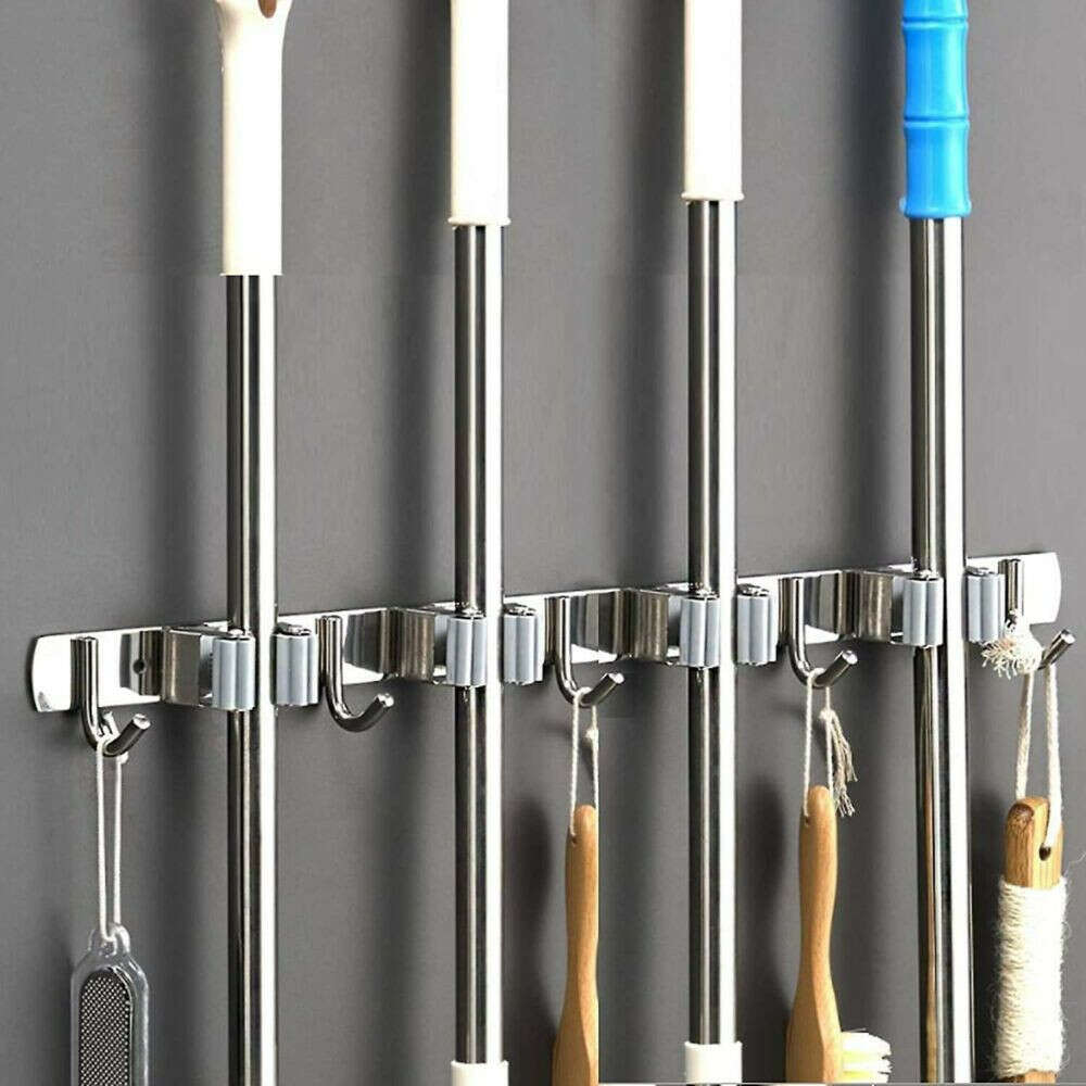 HANDY Universal Wall-Mounted Tool Rail - Large (4 holders, 5 hooks)