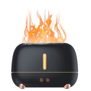 RetroFlame black aroma diffuser humidifier with flame effect on white background - Humidifier, Oxygen concentrator, Foot Massager and Electric Blanket Warmer