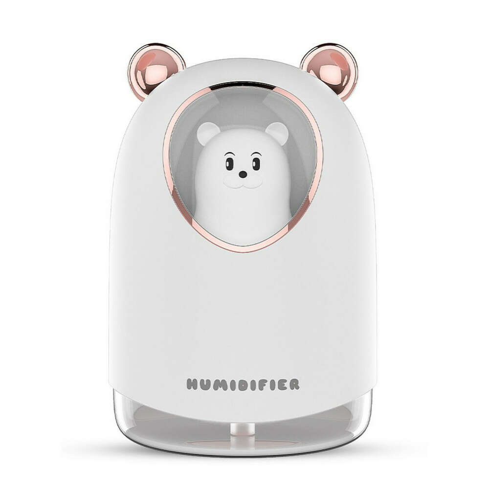 USB Humidifier with Bear Figure, Mood Light, 300 ml - White