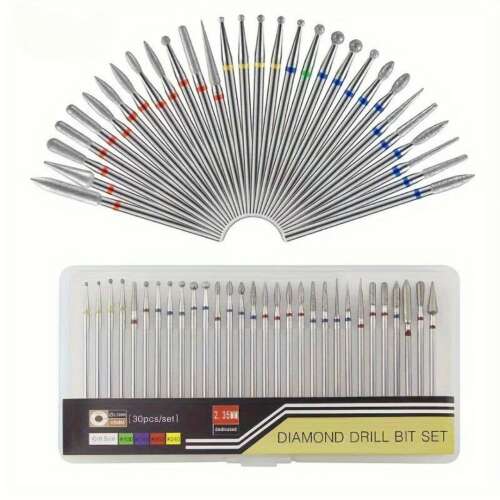 30-częściowy zestaw wierteł diamentowych do zdobienia paznokci, manicure i pedicure