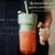 Portable blender with reusable straw, green and clear