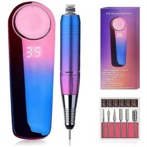 Ombre P10 Wireless Nail Drill with 6 Bits, 35,000 RPM, Rechargeable Battery, Pink and Blue - Nail grinder