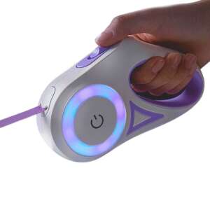 Purple retractable dog leash with LED light, 2 in 1, multi-functional - Leash